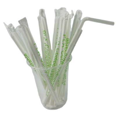 Eco-Friendly Compostable 6x200mm Size Pla Drinking Straw Biodegradable